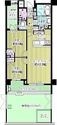 ライオンズ大森西グランフォート 2LDKの間取図画像