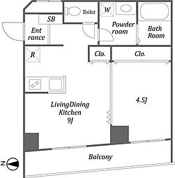 Uresidence目黒本町 1LDKの間取図画像