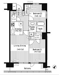 プライムアーバン東中野コート 2LDKの間取図画像