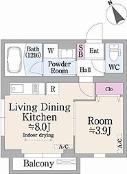 スクエア市谷河田町ヒルサイド 1LDKの間取図画像