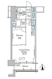 パークアクシス新宿百人町 1LDKの間取図画像