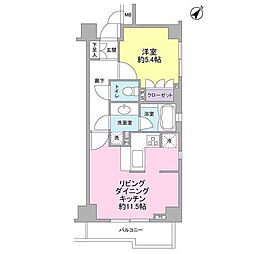 サンピエス根津 1LDKの間取図画像