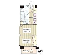 コートラクリア京橋 1DKの間取図画像