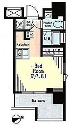 レジディア市谷薬王寺 ワンルームの間取図画像