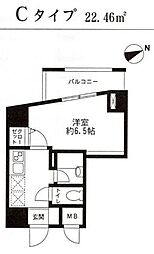 レジディア東品川 1Kの間取図画像