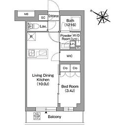 ORSUS戸越銀座 1LDKの間取図画像