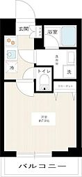 アルコバレーノ桜新町 1Kの間取図画像