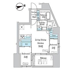 デュオフラッツ池尻大橋ノリス 2LDKの間取図画像