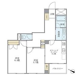アールコート南六郷 2DKの間取図画像