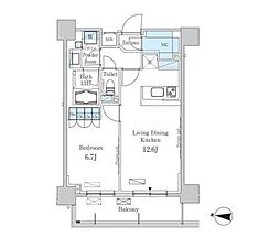パークアクシス東高円寺 1LDKの間取図画像