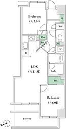 アクシアフォレスタ麻布 2LDKの間取図画像