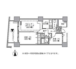 アクティ汐留 2LDKの間取図画像