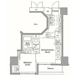 ザ・パークハビオ目黒桜邸 1DKの間取図画像