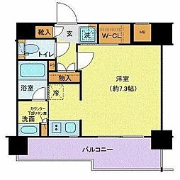ジェノヴィア水天宮前スカイガーデン ワンルームの間取図画像