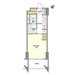 PARKFLATS祐天寺 1Kの間取図画像