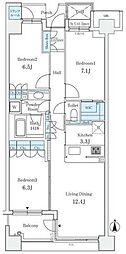 It's東京フォーサイトスクエア 3LDKの間取図画像