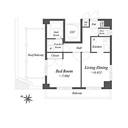 ニューシティアパートメンツ久が原 1DKの間取図画像