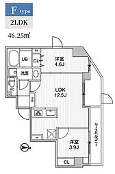 エスレジデンス亀戸バーム(S-RESIDENCE亀戸balm) 2LDKの間取図画像