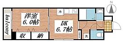 橘 1DKの間取図画像