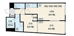 アラート自由が丘 2LDKの間取図画像