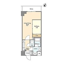プラート宮坂 1LDKの間取図画像