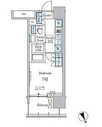 ParkAxis浅草・田原町 1Kの間取図画像