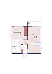 プリンスコート野方 1LDKの間取図画像