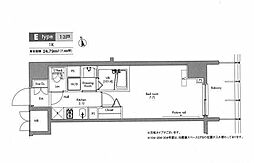 プラウドフラット隅田リバーサイド 1Kの間取図画像