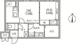 ラヴィエール大島&ミュウ 1DKの間取図画像