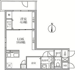 ラヴィエール大島&ミュウ 1LDKの間取図画像