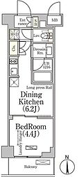 ベルファース大森山王 1DKの間取図画像