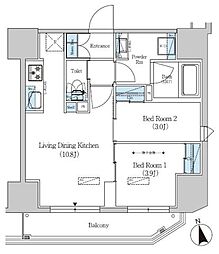アーバネックス上野 2LDKの間取図画像