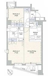 デュオフラッツ赤坂 2LDKの間取図画像