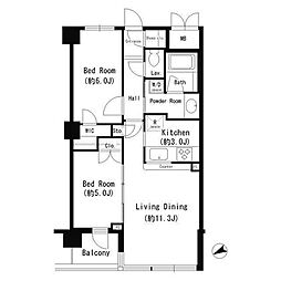 エスティメゾン四谷坂町 2LDKの間取図画像