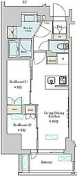 Brilliaist上野稲荷町 2LDKの間取図画像
