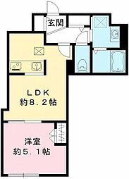 ソラシオ戸越 1LDKの間取図画像