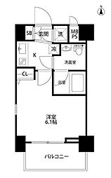 エクセリア芝大門 1Kの間取図画像