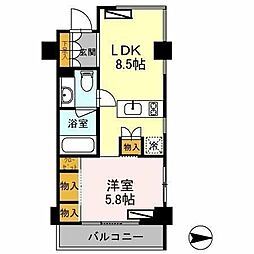 カスタリア目黒鷹番 1DKの間取図画像