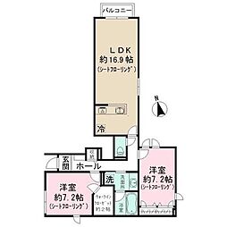 UXコート 2LDKの間取図画像