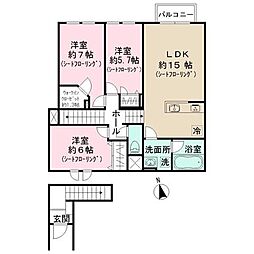 UXコート 3LDKの間取図画像