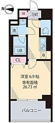 クレストヒル桃ケ丘 1Kの間取図画像