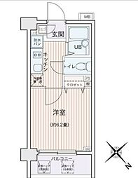 エコロジー都立大学レジデンス 1Kの間取図画像