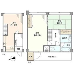 代官山コーポラス2号棟 2LDKの間取図画像