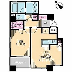 ボヌール市谷 1LDKの間取図画像