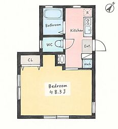 コンフォート佳川 1Kの間取図画像
