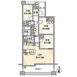 パークホームズ武蔵中原プロムナージュ 3LDKの間取図画像