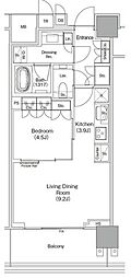 自由が丘ミューズスクエア ザ レジデンス 1LDKの間取図画像