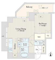ケヤキテラス南恵比寿 1LDKの間取図画像