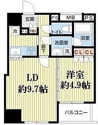 プレール・ドゥーク八丁堀 1LDKの間取図画像