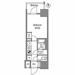 ディームス品川南大井 1Kの間取図画像